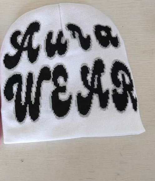 Satin Signature Beanie – White