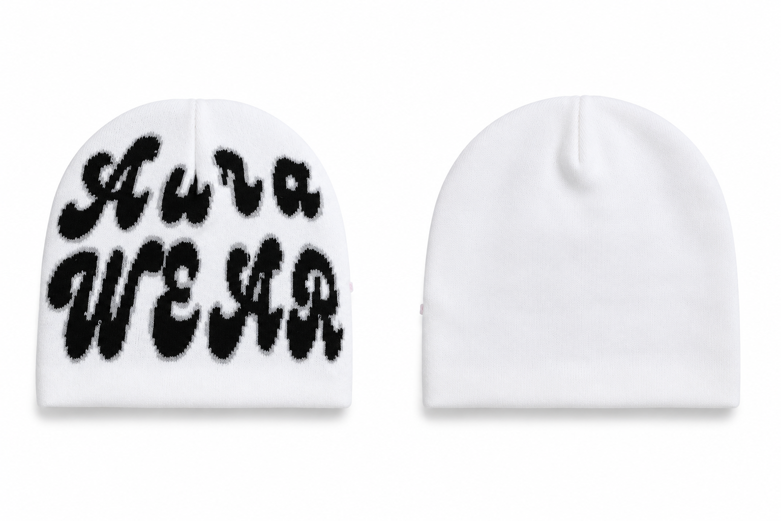 Satin Signature Beanie – White